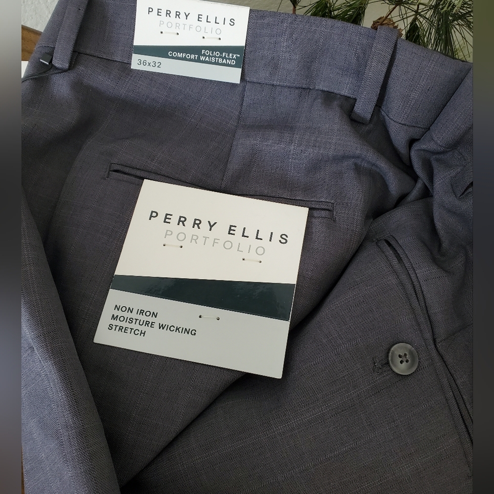Perry Ellis FORMAL Portfolio Modern Fit Charcoal Performance Dress Pants NWT - Picture 4 of 9
